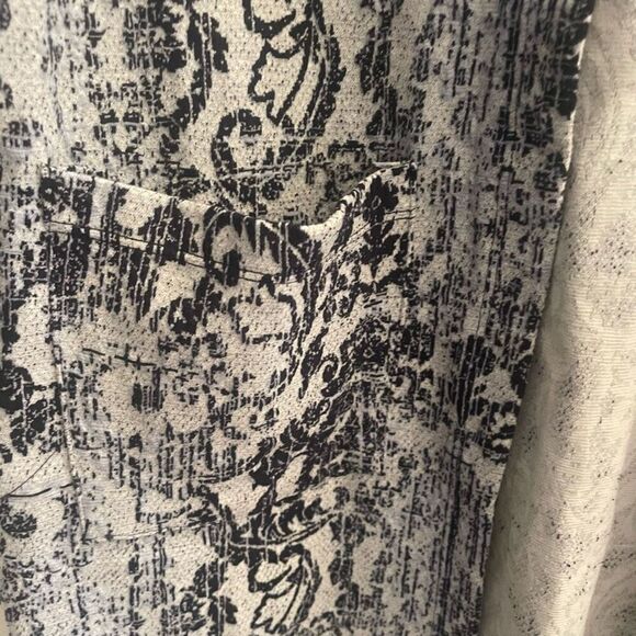 Clara Sun Woo Women’s Long Cardigan Medium Navy Blue Print Pockets Longline USA - Picture 4 of 5